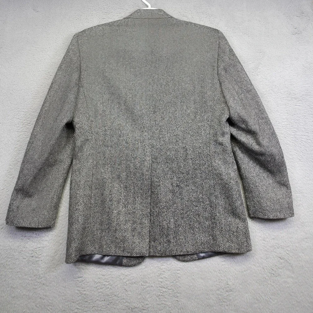 Savile Row Sport Coat Mens 42‎ Gray Herringbone Classic Wool Blazer Tweed Jacket